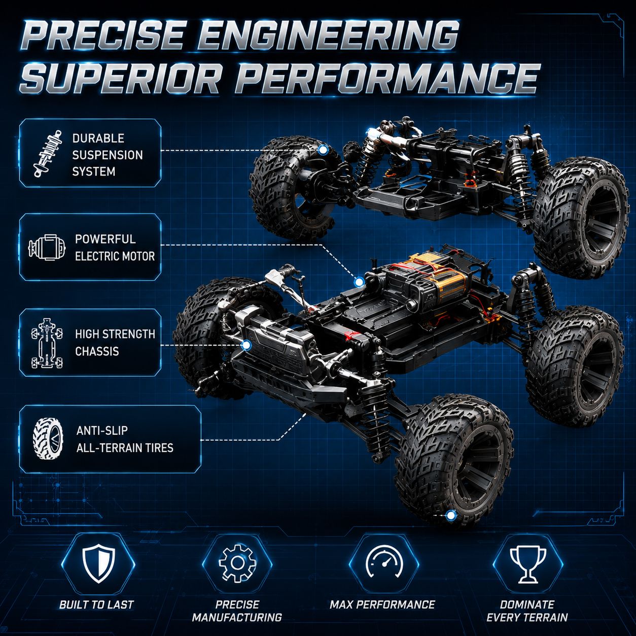 1:16 Dark Steel RC Monster Truck ( Brushless )