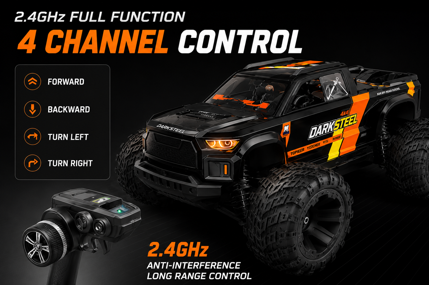 1:16 Dark Steel RC Monster Truck ( Brushless )