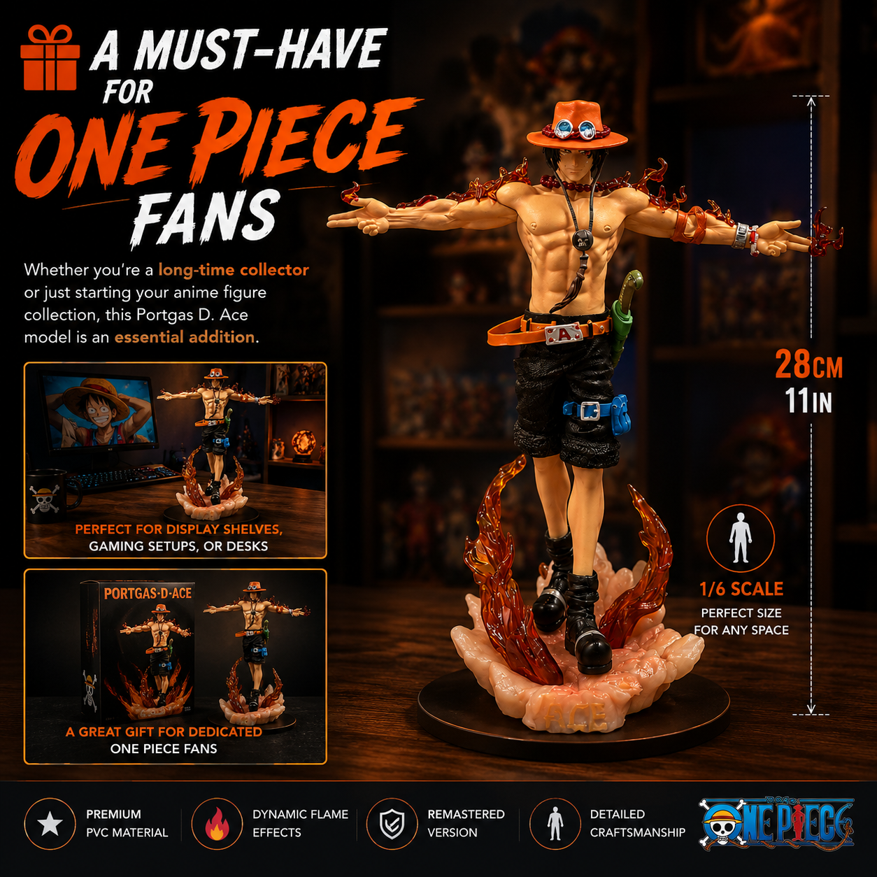 Portgas D. Ace 28cm One Piece Action Figure