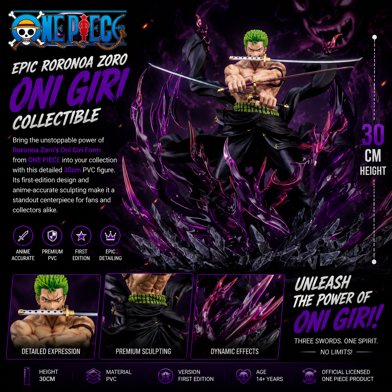 Rorona Zoro Oni Giri Form One Piece Figure 30cm