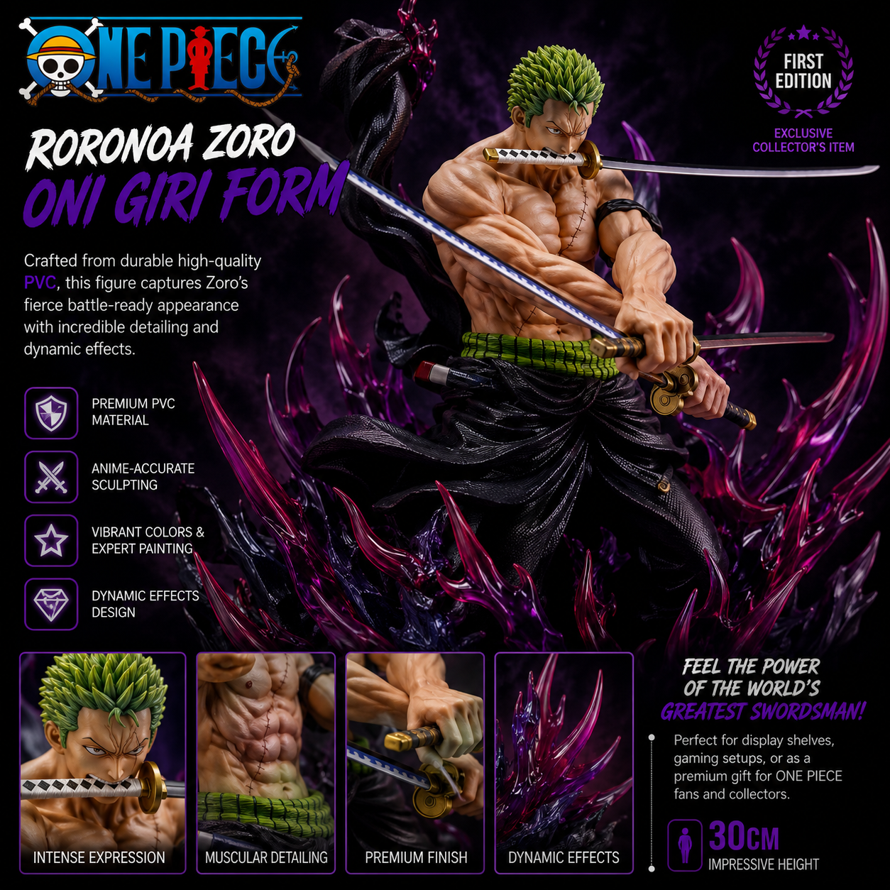 Rorona Zoro Oni Giri Form One Piece Figure 30cm