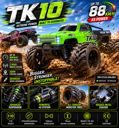1/10 TK10 88KM/H Brushless Waterproof High-Speed 4WD RC Monster Truck