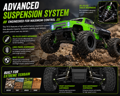 1/10 TK10 88KM/H Brushless Waterproof High-Speed 4WD RC Monster Truck