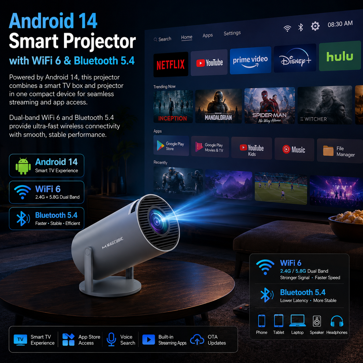 Pro Entertainment Projector – Perfect for Movies, Gaming & Streaming
