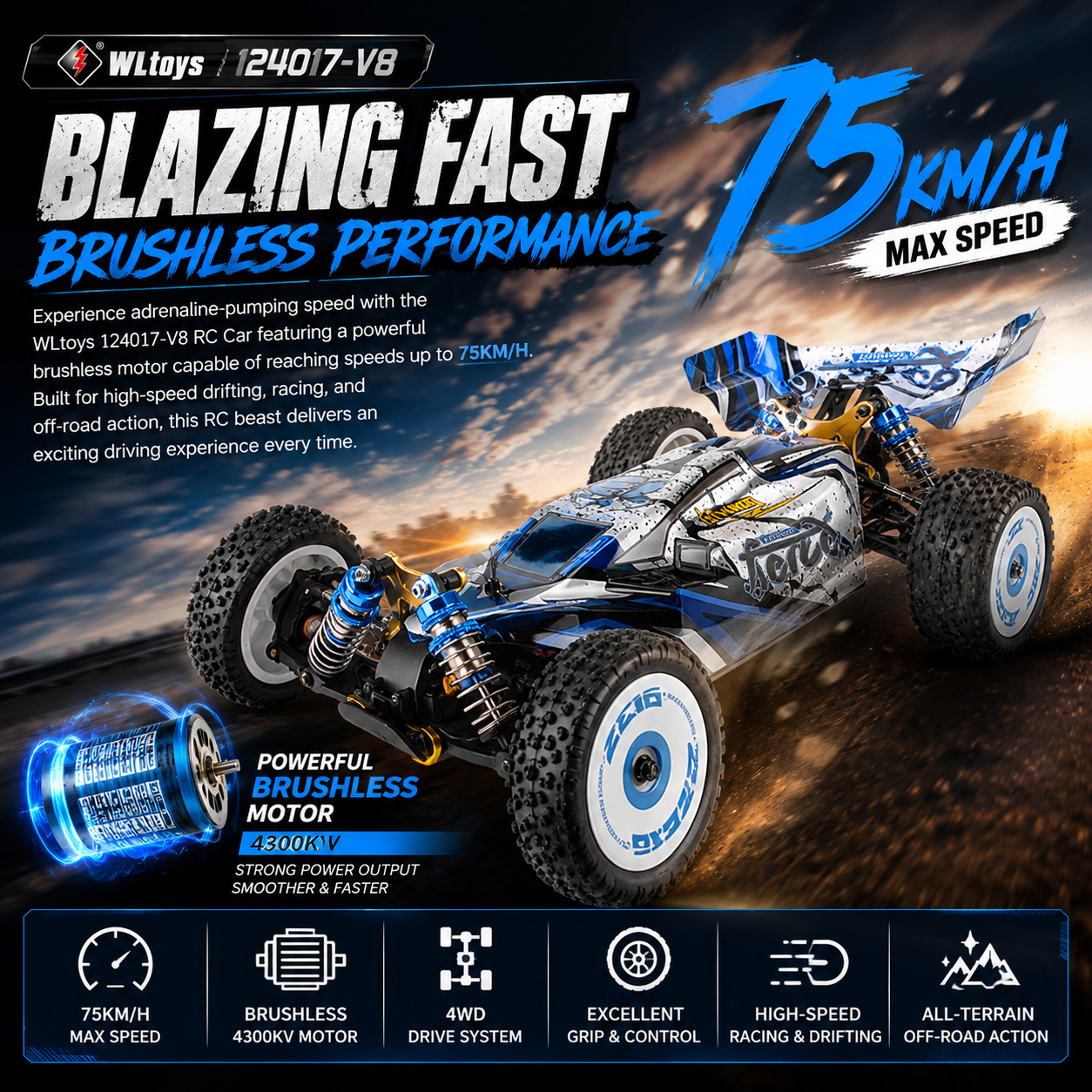 Fierce RC Car 75Km/h 1:12 2.4G ( Brushless )
