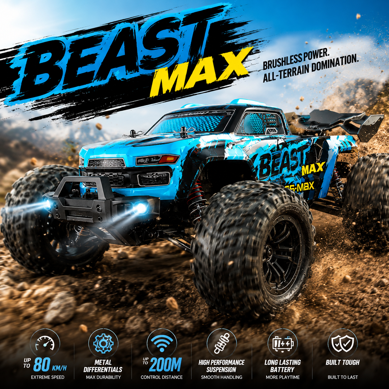 High Speed 4WD BEAST MAX RC Car (80KM/H)