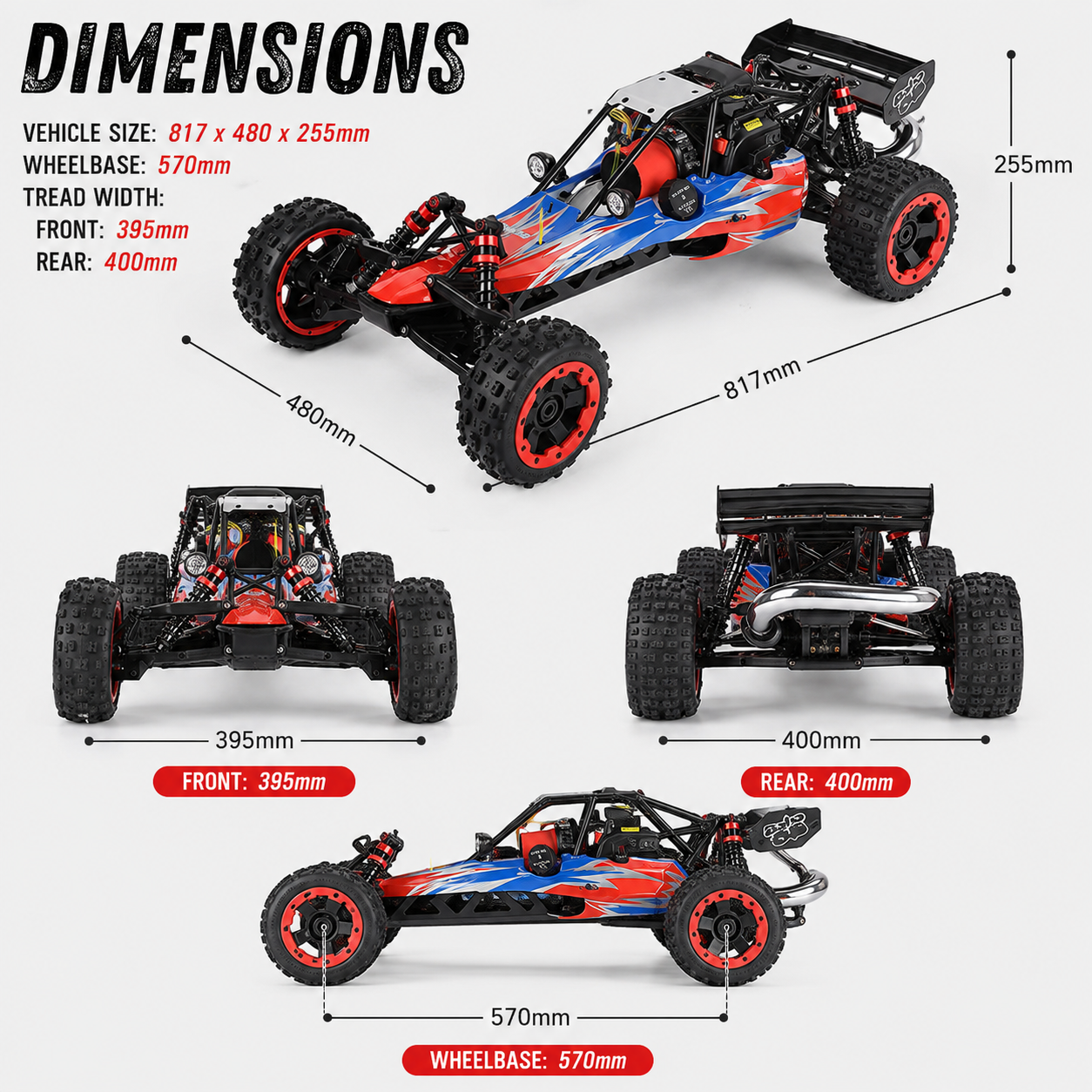 ROFUN Baja 5B 1:5 Scale 29CC Gas Powered RC Buggy – 2 Stroke