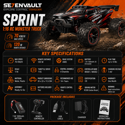Sprint Rc Truggy 1:16 80KM/H ( Brushless )