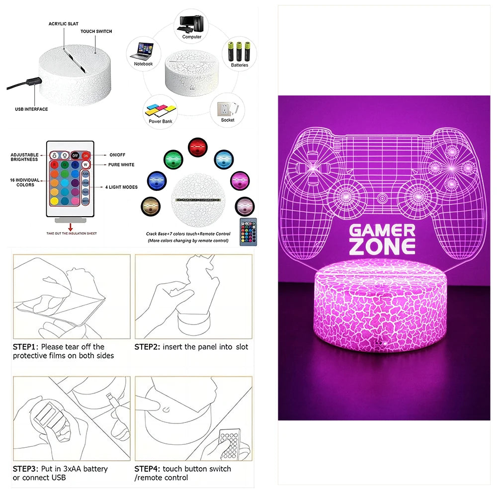 Neon 7 Colour Gaming Setup Ambiance Lamp