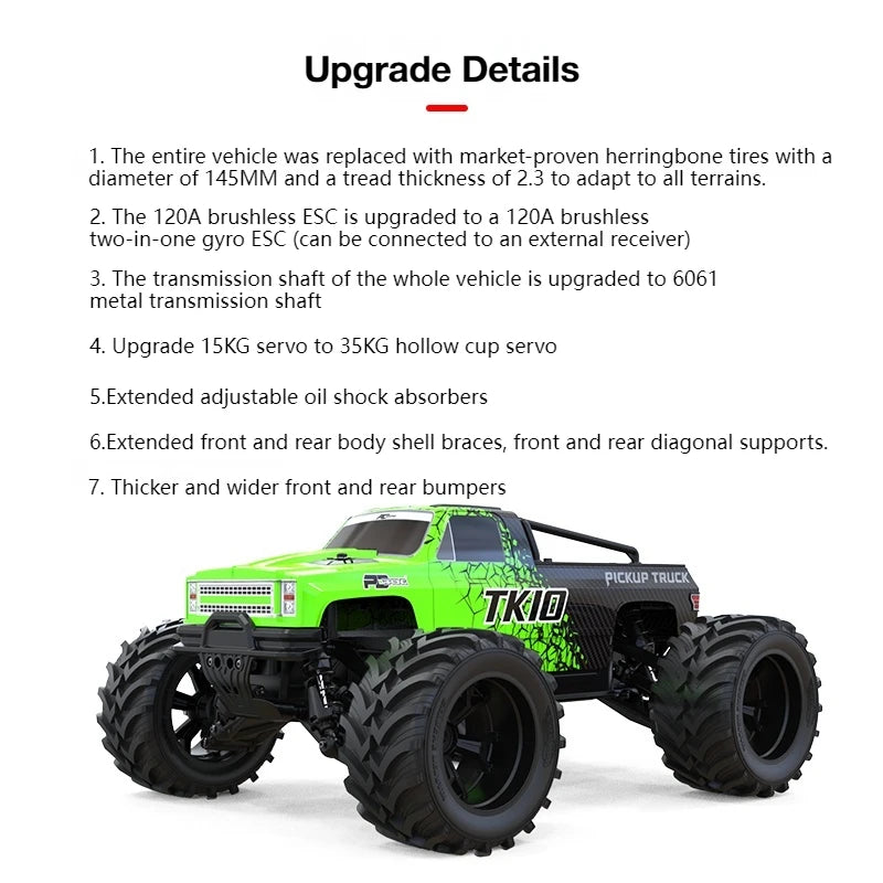 1/10 TK10 88KM/H Brushless Waterproof High-Speed 4WD RC Monster Truck