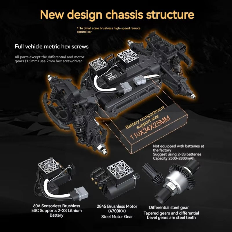 1:16 Dark Steel RC Monster Truck ( Brushless )